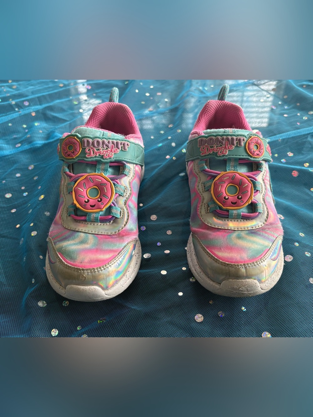 Skechers Girls' Pink Teal Donut Sneakers